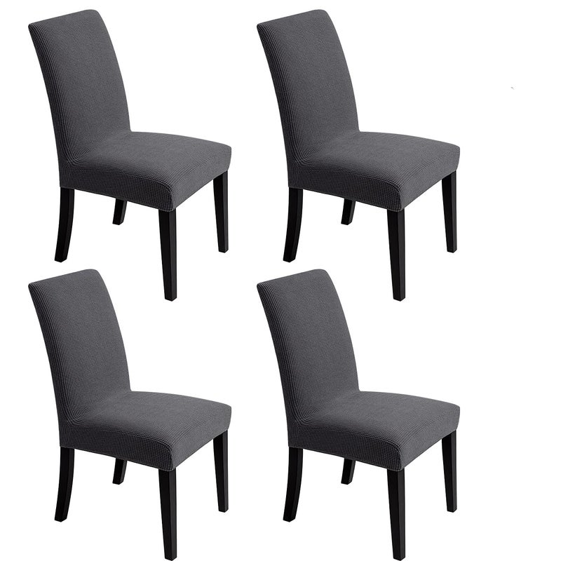 Artrello Chair Covers for Dining Room - Stretch Chair Slipcovers for Decorative Seat Protector Armless Removable Washable Elastic Dinner Universal Spandex Solid Chair Slip Covers Set(Dark Grey,4) - Image 1